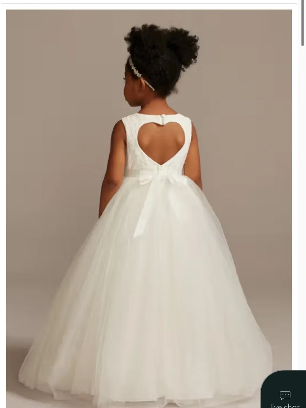 David’s Bridal Ball Gown Flower Girl Dress with Heart Cutout STYLE# RK1368